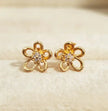 Gold Plated Open Petal Floral Stud Earrings with CZ Center