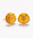Amber Double C Triangular Matt Gold Stud Earrings