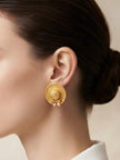 Gold Plated Textured Sun Hat Stud Earrings with Bow Detail
