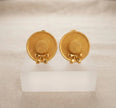 Gold Plated Textured Sun Hat Stud Earrings with Bow Detail