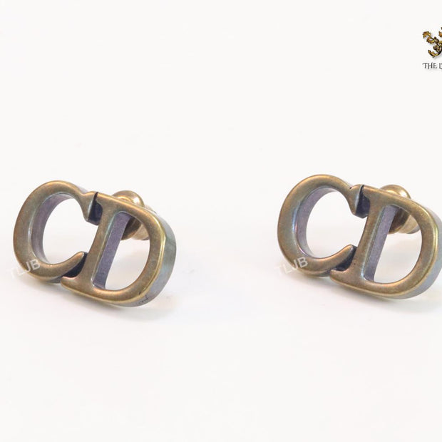Alphabet CD oxidized gold studs