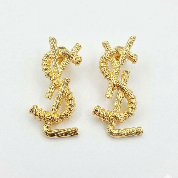 Gold Plated YSL Statement Stud Earrings