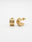 Gold Plated Alphabet BVL Hoop Earrings with CZ