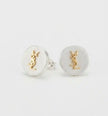 Gold Plated Alphabet YSL White Stud Earring