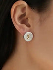 Gold Plated Alphabet YSL White Stud Earring