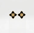 Alphabet RC Gold Plated Black  Petal  Stud Earrings with CZ