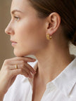 Alphabet CD Gold Plated Textured Hoop Earrings