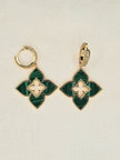 Alphabet RC Gold Plated Green  Plain Clover Drop Earring
