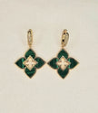 Alphabet RC Gold Plated Green  Plain Clover Drop Earring