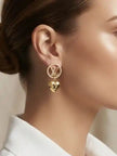 Alphabet LV CZ Heart Drop Earrings