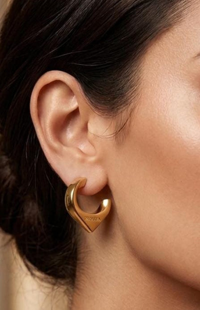 Alphabet P Gold Plated Alphabet Triangular Hoop Earrings