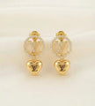 Alphabet LV CZ Heart Drop Earrings