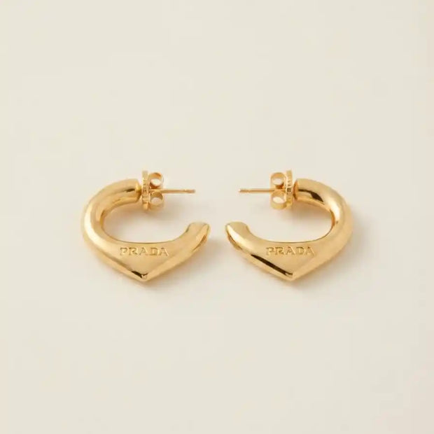 Alphabet P Gold Plated Alphabet Triangular Hoop Earrings