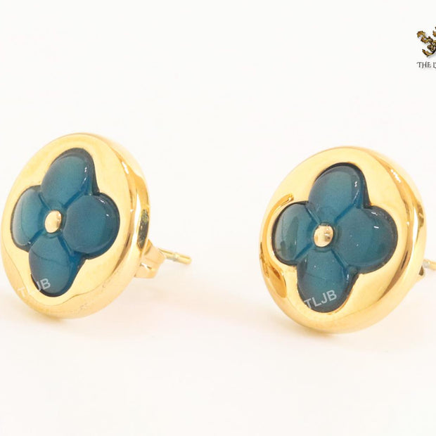 Blue onyx and gold studs