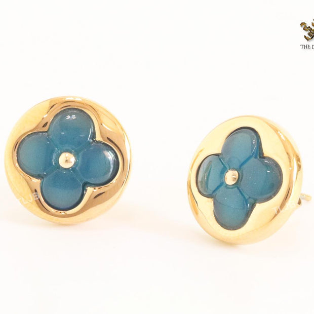 Blue onyx and gold studs