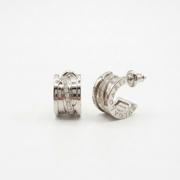Platinum Plated BVL Hoop Earrings with CZ