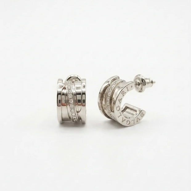 Platinum Plated BVL Hoop Earrings with CZ