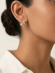 Gold Plated CZ Safety Pin Hoop Earrings