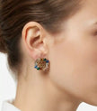 Antique Gold Plated Double G Multicolor CZ Stud Earrings