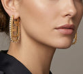 Alphabet F Statement Paperclip CZ Hoop Earrings