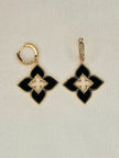 Alphabet RC Gold Plated Black Plain Clover Drop Earring
