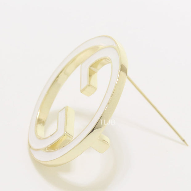 White enamel Double G Brooch