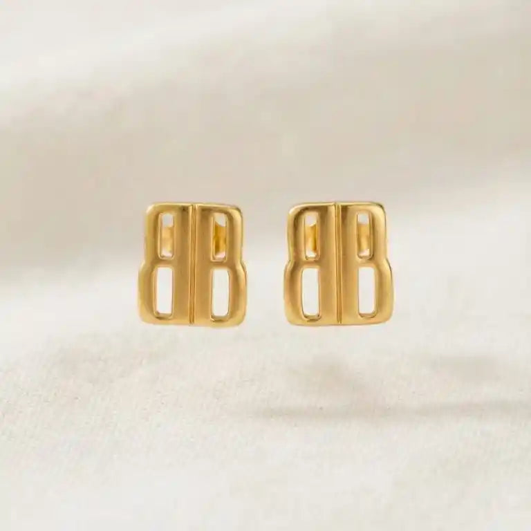 Gold-Tone Alphabet B Monogram Stud Earrings