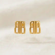 Gold-Tone Alphabet B Monogram Stud Earrings