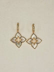 Alphabet RC Gold Plated White  plain Clover Drop Earring