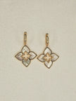 Alphabet RC Gold Plated White  plain Clover Drop Earring