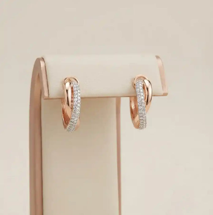 Alphabet C Crossover CZ triple plating Hoop Earrings