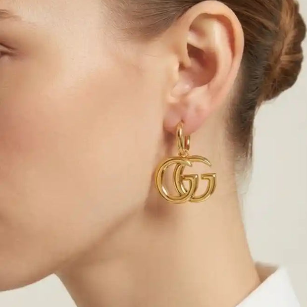 Classic Double G Gold Plated Drop Earrings