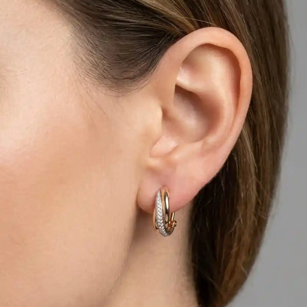 Alphabet C Crossover CZ triple plating Hoop Earrings