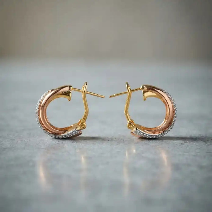 Alphabet C Crossover CZ triple plating Hoop Earrings