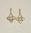 Alphabet RC Gold Plated White  plain Clover Drop Earring