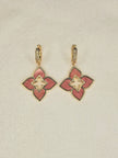 Alphabet RC Gold Plated Pink Plain  Clover Drop Earring