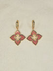 Alphabet RC Gold Plated Pink Plain  Clover Drop Earring