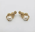 Gold Plated CZ Panther and Pearl Statement Earrings