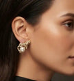 Gold Plated CZ Panther and Pearl Statement Earrings