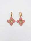 Alphabet RC  Gold Plated Pink Petal Drop Earrings with CZ Accents