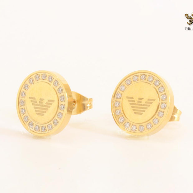 Alphabet A Cz and gold clip on studs