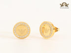 Alphabet A Cz and gold clip on studs