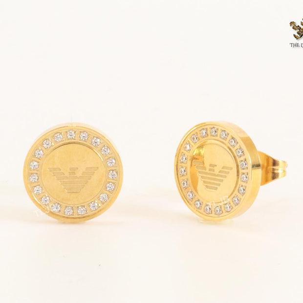 Alphabet A Cz and gold clip on studs