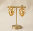 Gold Plated Alphabet CD and oval emblem Earrings