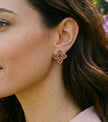 Alphabet RC Gold Plated Pink Clover Plain Stud Earring