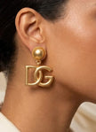Matte Gold plated Alphabet DG Monogram Drop Earrings