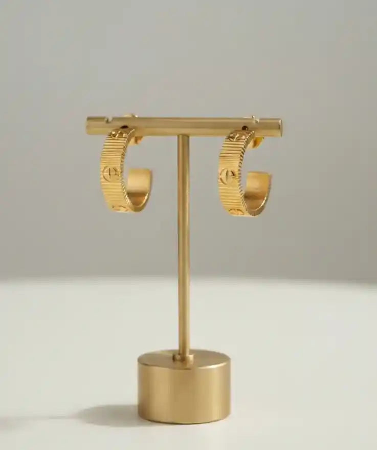 Gold Plated Screw Hoop Earrings