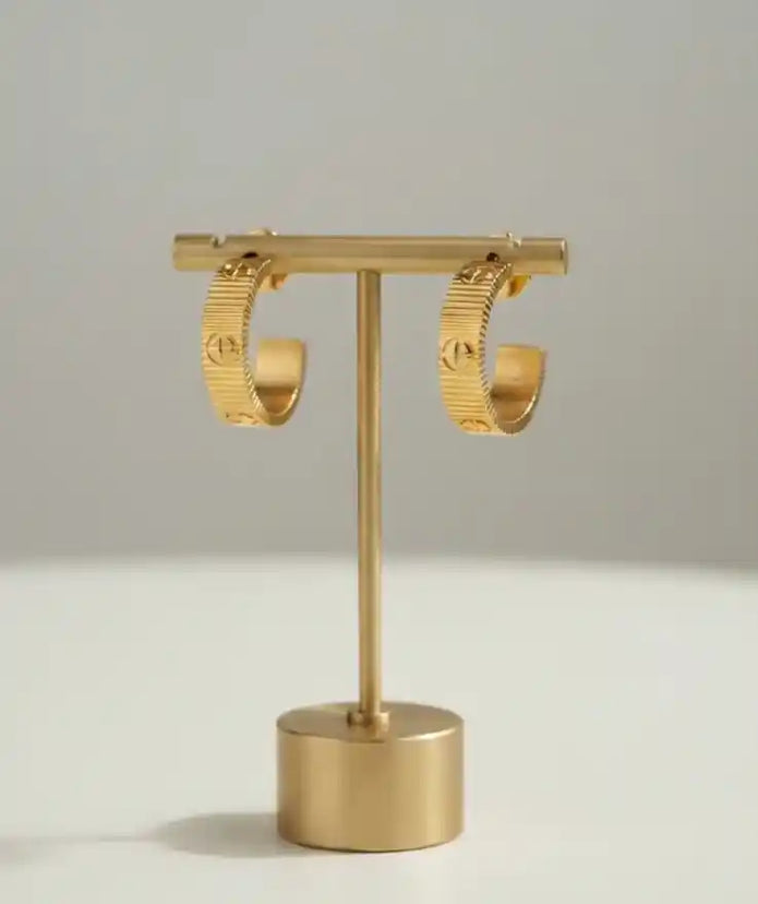 Gold Plated Screw Hoop Earrings