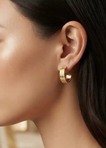 Gold Plated Screw Hoop Earrings
