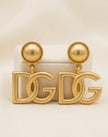Matte Gold plated Alphabet DG Monogram Drop Earrings